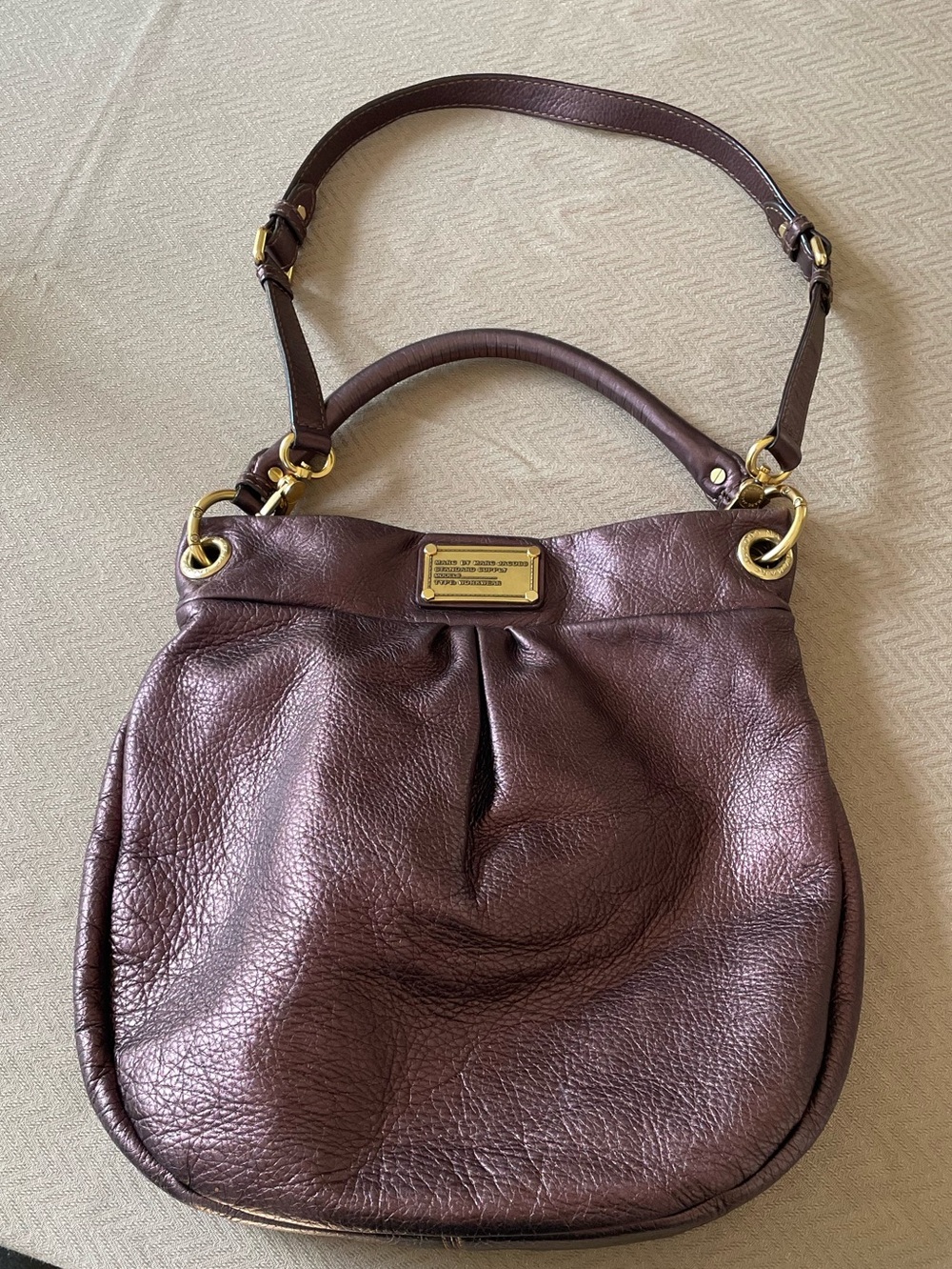 Leather Shoulder Bag in Deep Plum